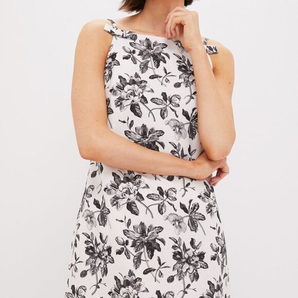 Black & White Floral Bow Strap Dalton Dress - Picture 6 of 6